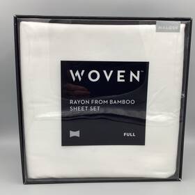 Malouf 848971008867 New Woven Rayon From Bamboo 4 Piece Full Sheet Set White Box Deep Pocket