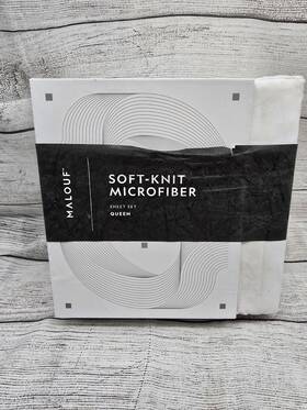 Malouf 848971015841 Soft-knit Microfiber Queen Sheet Set New In Package White Malouf 848971015841 Soft-knit Microfiber Queen Sheet Set New In Package White