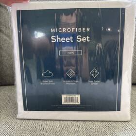Wk90ttwhms Malouf Weekender Twin Sheet Set Brushed Soft Microfiber Deep Pocket 3 Piece New
