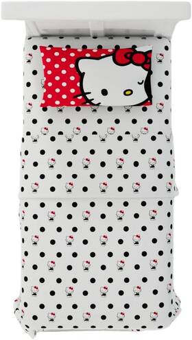 9a0169 Manufacturing Company Inc Collectibles Hello Kitty Polka Dot Bedding Super Soft Microfiber 3 Piece Twin Sh