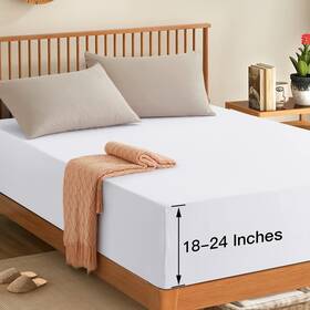 Msf0608-0185 Manyshofu Cal King Extra Deep Pocket Fitted Sheet California Pure White