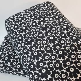 Marimekko 883893688766 2 Pc Pikkuinen Unikko Cotton King Sheet Set Black White Flat Fitted