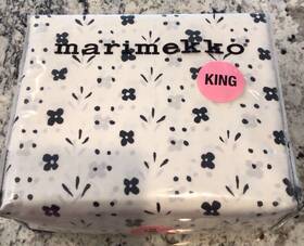 Ushsa01214089 Marimekko King Sheet Set Kukkaketo White Black Flowers Dots 100% Cotton Nip Ushsa01214089 Marimekko King Sheet Set Kukkaketo White Black Flowers Dots 100% Cotton Nip