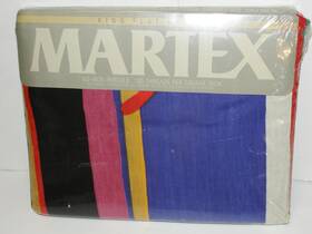 Martex 027399154251 Vintage King Size Flat Sheet Razzmatazz Pattern - Multicolor Stripes New
