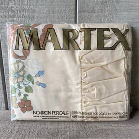 Martex 027399335032 Vintage Sheet Floral Ruffle Edge Flat Twin