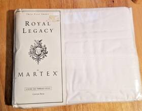 Martex 028828877345 Royal Legacy Twin Lat Sheet White Vintage Luxury 250 Thread Count Sealed