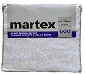 Martex 067955110826 New Paisley Queen 4 Pc Sheet Set 600 Thread Count Nos Cotton Blend