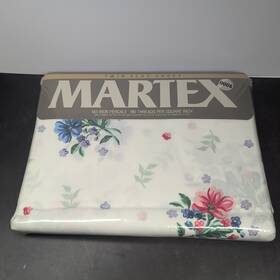 1046lc40 Martex Vintage Twin Sheet Flat Floral White No Iron Percale Garden Prelude Odds