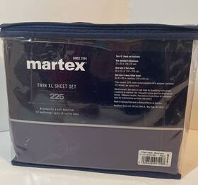 82028622 Martex Twin Xl Solid Sheet Set Navy - Pillow Case Flat Fitted