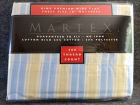 Cgb076 Martex King Flat Sheet Premium Wide Serenity Stripe Soft Yellow Blue 300tc Nos Cgb076 Martex King Flat Sheet Premium Wide Serenity Stripe Soft Yellow Blue 300tc Nos