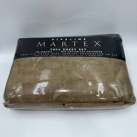 Martex Solids With Pipeline 028828433282 Vintage Full Flat Sheet 180 Percale Cotton Blend Salmon/khaki