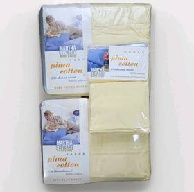 Martha Stewart 026598553148 New 100% Pima Cotton King Fitted And Flat Sheet Set 2 Pillowcases Martha Stewart 026598553148 New 100% Pima Cotton King Fitted And Flat Sheet Set 2 Pillowcases
