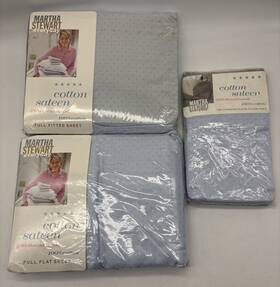 Martha Stewart 026598554022 230 Count Blue Fitted And Flat Full Sheet Set Two Pillow Cases Dots Martha Stewart 026598554022 230 Count Blue Fitted And Flat Full Sheet Set Two Pillow Cases Dots