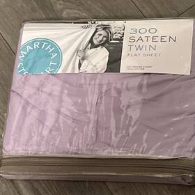 Martha Stewart 071667260724 Twin Flat Sateen Sheet 100% Cotton Purple Lavender 300tc