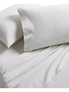 100127707tw Martha Stewart Ivory Patterned 200 Thread Count Twin Sheet Set