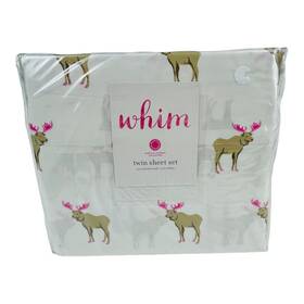 Martha Stewart 689439816194 Collection Whim Twin Sheet Set Party Antlers Caribou 200 Tc