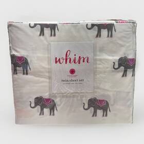 Martha Stewart 706254855884 Whim Elephant Print Cotton Sheet Set Twin Boho Trunk Show New Martha Stewart 706254855884 Whim Elephant Print Cotton Sheet Set Twin Boho Trunk Show New