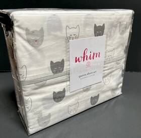 Martha Stewart 732996412672 Whim By Meow 250 Thread Count Cats Feline Queen Sheet Set New Martha Stewart 732996412672 Whim By Meow 250 Thread Count Cats Feline Queen Sheet Set New