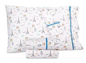 Martha Stewart 733001487661 4 Pc Paris Sheet Set 250 Tc 100% Cotton Whimsical