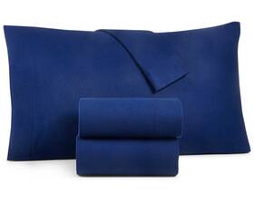 Martha Stewart 733003555962 Collection Solid Navy 100% Cotton Flannel 4-pc. Sheet Set King