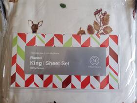 Martha Stewart 733003556860 Collection Printed Cotton Woodland Flannel 4-pc. King Sheet Set