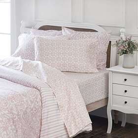 Martha Stewart 887719154985 Matilde Medallion King Size Sheets - 4 Piece Set 100% Egyptian Cotton 1 Fla