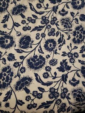 Martha Stewart 887719197326 Bleach Master Cal King Flat Sheet Only Floral Design Dark Blue