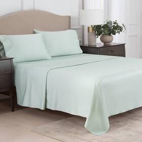 Martha Stewart 887719228969 400tc 100% Egyptian Cotton Sateen Sheet Set Sage Green 4pc Queen