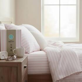 A0008844 Martha Stewart Queen Bedroom Sheet Set Pink Stripe 100% Cotton Percale 4-piece A0008844 Martha Stewart Queen Bedroom Sheet Set Pink Stripe 100% Cotton Percale 4-piece