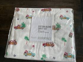 3.2725 Martha Stewart Collection Holiday Printed 3 Pc. Sheet Set Twin White Free Ship