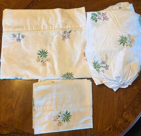 Martha Stewart Collection 766390153077 3pc Floral Xtra Deep Twin Sheet Set /vintage 1- Case