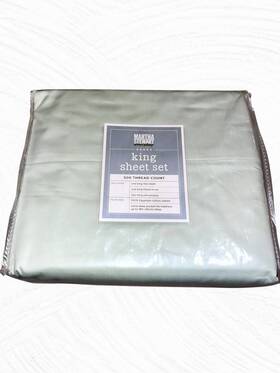 Martha Stewart Everyday 881813500211 Light Green 500 Thread Count King Sheet Set 100% Cotton