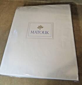 Matouk 728455045352 Sierra 350 Thread Count Cotton Percale Queen Fitted Sheet White New