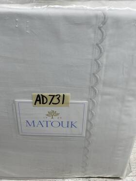 Matouk 728455175790 Astrid King Sheet Set 4pc White / Silver 350 Thread Count Percale New Matouk 728455175790 Astrid King Sheet Set 4pc White / Silver 350 Thread Count Percale New