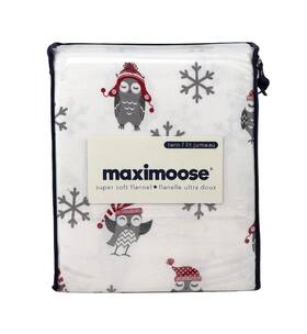 Maximoose 067955213718 Twin Christmas Holiday Festive Owl Snowflakes Cotton Flannel Sheet Set