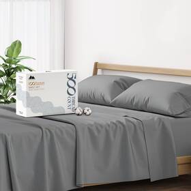 1s-c04n-bmke Mayfair Linen 100% Cotton Bed Sheets Queen Sheet Set - 500 Dark Grey