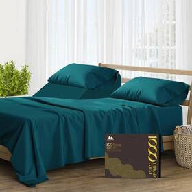 Mayfair Linen 655466352936 Pure Egyptian Cotton Split King Sheets Sets 1000 Tc 5pc Teal