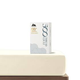 Mayfair Linen 8904429514310 100% Cotton Full Size Fitted Sheet Only - 500 Ivory