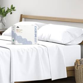 Mayfair Linen 904429517946 100% Organic Cotton Percale Sheets Twin Size - 3 Piece White She Mayfair Linen 904429517946 100% Organic Cotton Percale Sheets Twin Size - 3 Piece White She