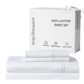 500-parent Mayil Manor 100% Natural Cotton Bed Sheets 500 Tc Single-ply Sateen Weave Full Size She