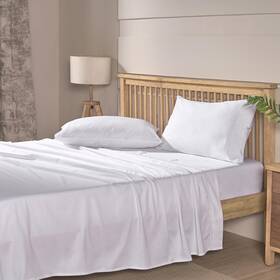 Mayil Manor 810014936406 100% Natural Cotton White Queen Sheets Set 500 Tc Single-ply Sateen Weave