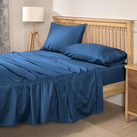 Mayil Manor 810014936499 100% Natural Cotton Bed Sheets 500 Tc King Navy Blue