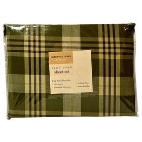 Rn48711 Meijer Full Size Sheet Set 4 Piece Green Plaid Flat Fitted Pillowcases 100% Cotton Nip Rn48711 Meijer Full Size Sheet Set 4 Piece Green Plaid Flat Fitted Pillowcases 100% Cotton Nip