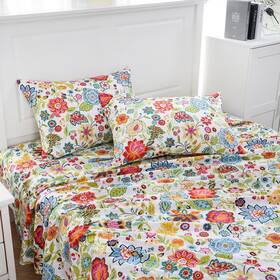 Meishang 753326728188 Queen Sheet Set - Floral Sheets Ultra Soft Brushed Microfiber
