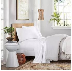 Members Mark 193968194086 Organic Cotton Sheet Set Artic White Full Size 300 Thread Count