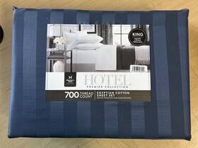 Members Mark 193968207021 Hotel Premier Collection 700 Tc Egyptian Cotton Striped Sheet Set King