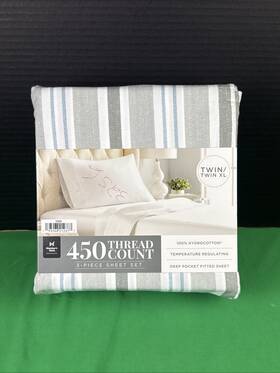 Members Mark 193968212377 3 Piece 450 Thread Count Sheet Set Twin/twin Xl Striped