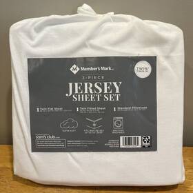 Members Mark 193968234430 Jersey 3 Piece Sheet Set Twin/twin Xl White - Brand New