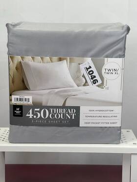 Members Mark 193968281939 450-thread Count Sheet Set Gray Soft Silver Twin/twin Xl New