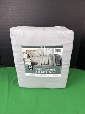Members Mark 193968284992 Soft Washed Sheet Set King Silver